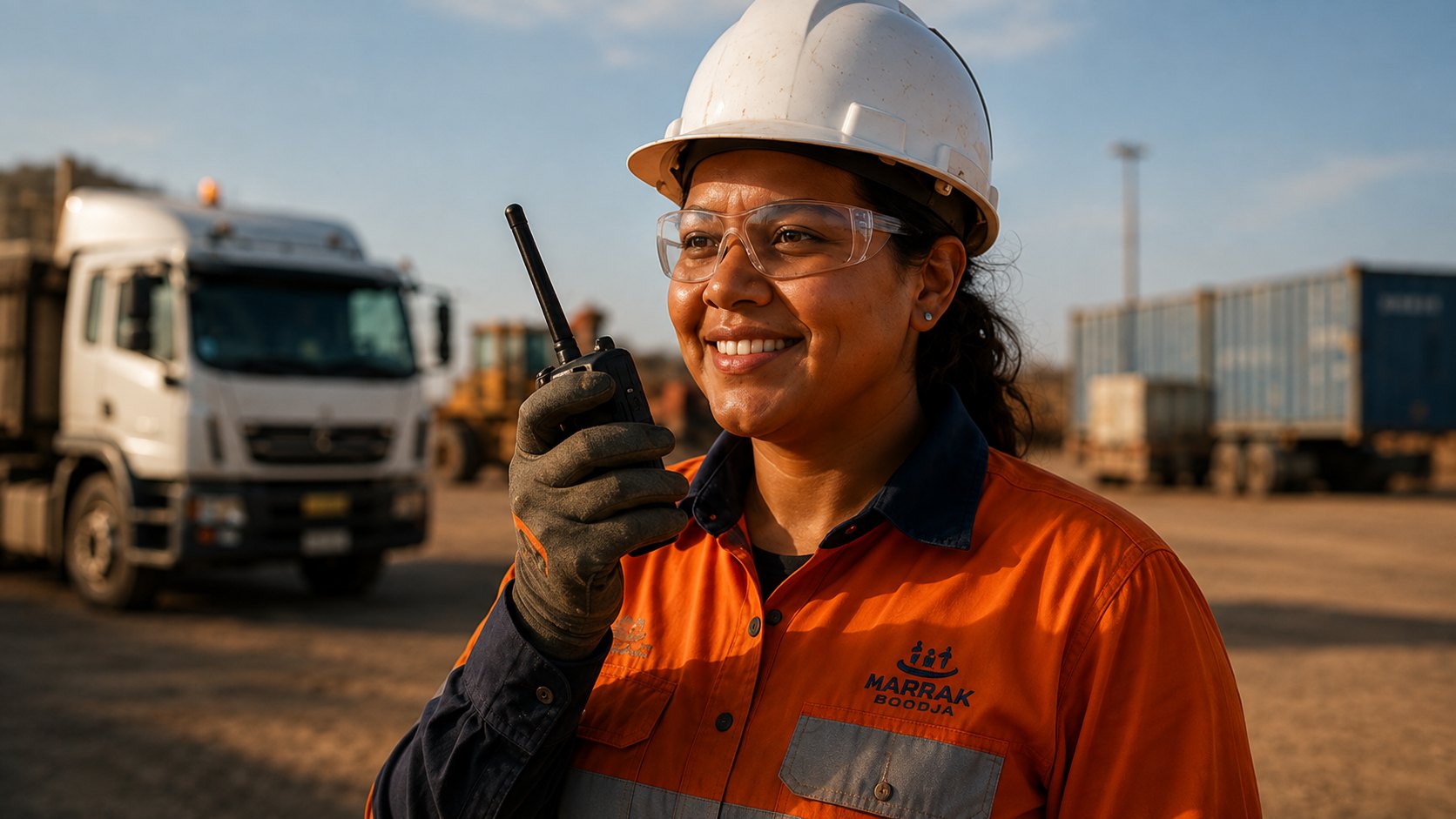 Marrak Boodja site coordinator with radio