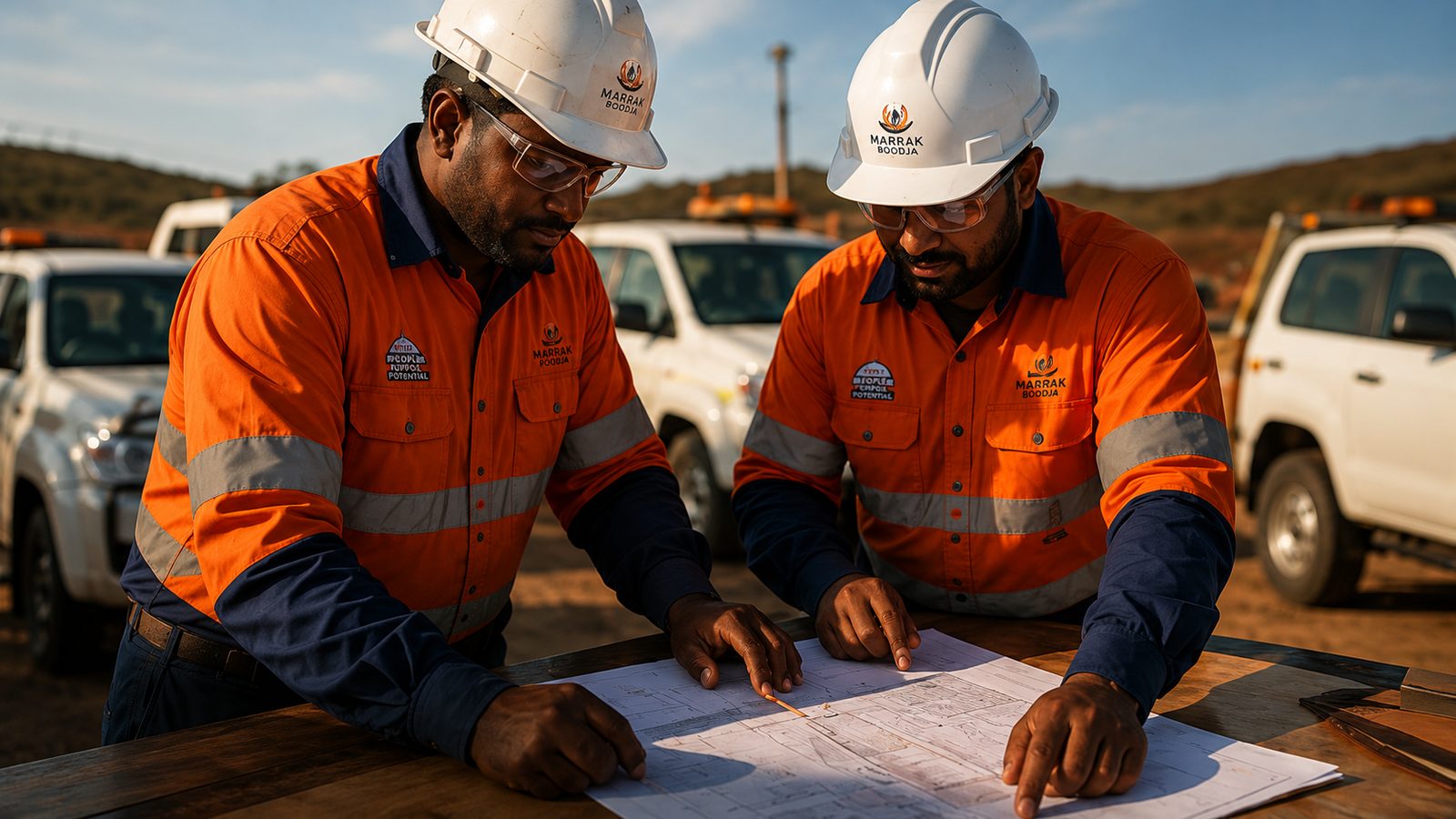 Trade assistants reviewing work